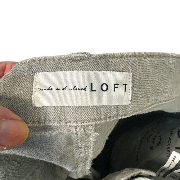 Loft Womens Modern Skinny Crop Jeans 24 00 Gray Cotton Mid-Rise Frayed Hem Denim - Picture 6 of 7